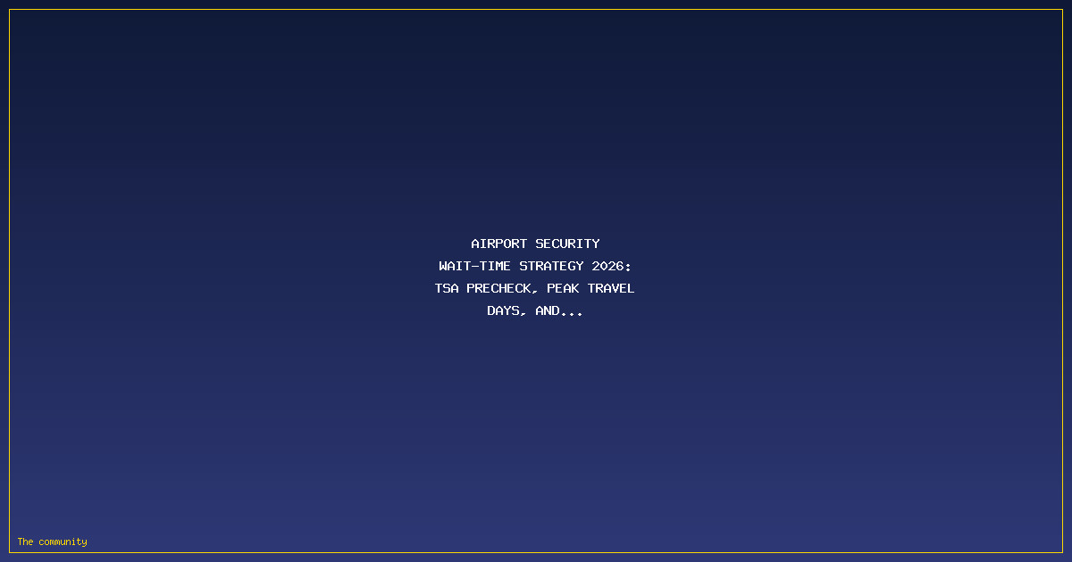 Airport Security Wait-Time Strategy 2026: TSA PreCheck, Peak Travel Days, and Smart Planning